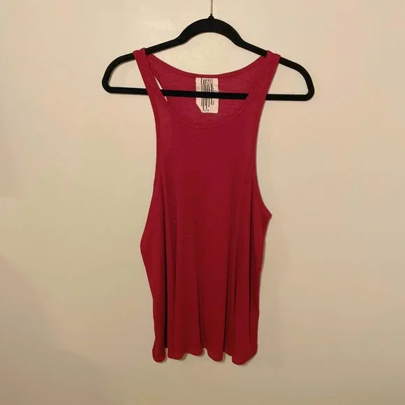 Free People • Red Maroon Flowy Racerback Tank Top Size L - Picture 2 of 5